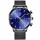 Mesh Blue Gold_Mens es Luxury Stainless Steel Mesh Belt Quartz Wrist Luminous Clock Men Business Lea