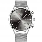 Mesh Silver Black_Mens es Luxury Stainless Steel Mesh Belt Quartz Wrist Luminous Clock Men Business 