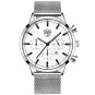 Mesh Silver White_Mens es Luxury Stainless Steel Mesh Belt Quartz Wrist Luminous Clock Men Business 