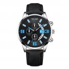 Leather Silver Blue_2022 Luxury Mens es Stainless Steel Mesh Belt Quartz Wrist  Luminous Clock Men B