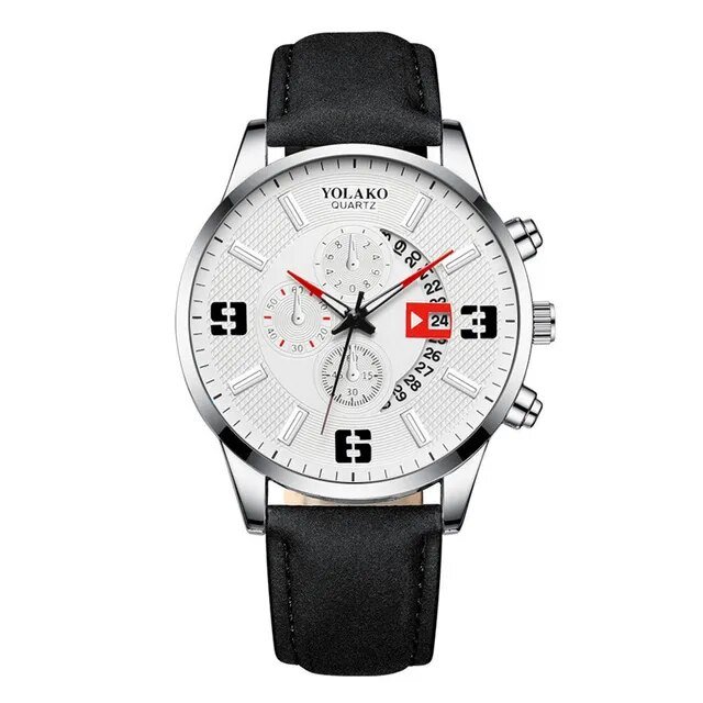 Leather Silver White_2022 Luxury Mens es Stainless Steel Mesh Belt Quartz Wrist  Luminous Clock Men 