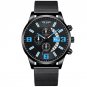 Mesh Black Blue_2022 Luxury Mens es Stainless Steel Mesh Belt Quartz Wrist  Luminous Clock Men Busin