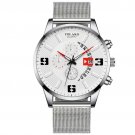 Mesh Silver White_2022 Luxury Mens es Stainless Steel Mesh Belt Quartz Wrist  Luminous Clock Men Bus