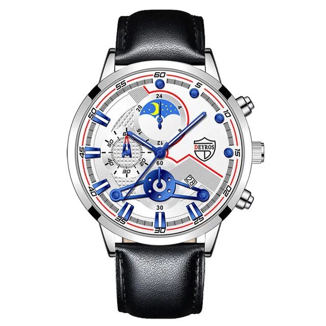Leather Silver White_2022 Men's es Luxury Designer For Men Stainless Men Steel Mesh Strap Calendar e