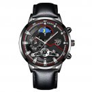 Leather Black Silver_Luxury es for Men Business Stainless Steel Quartz Wrist  Calendar Clock Mens Ca