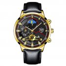 Leather Gold Black_Luxury es for Men Business Stainless Steel Quartz Wrist  Calendar Clock Mens Casu