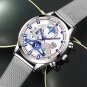 Mesh Black Blue_Luxury es for Men Business Stainless Steel Quartz Wrist Calendar Clock Mens Casual
