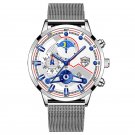 Mesh Silver White_Luxury es for Men Business Stainless Steel Quartz Wrist  Calendar Clock Mens Casua