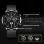 Leather Black Blue_Mens es Luxury Gold Stainless Steel Mesh Belt Quartz Wrist  Luminous Clock Men Bu