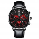 Leather Black Red_Mens es Luxury Gold Stainless Steel Mesh Belt Quartz Wrist  Luminous Clock Men Bus