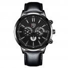 Leather Black Silver_Mens es Luxury Gold Stainless Steel Mesh Belt Quartz Wrist  Luminous Clock Men 