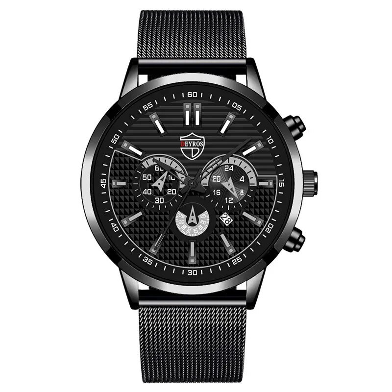 Mesh Black Silver_Mens es Luxury Gold Stainless Steel Mesh Belt Quartz Wrist  Luminous Clock Men Bus