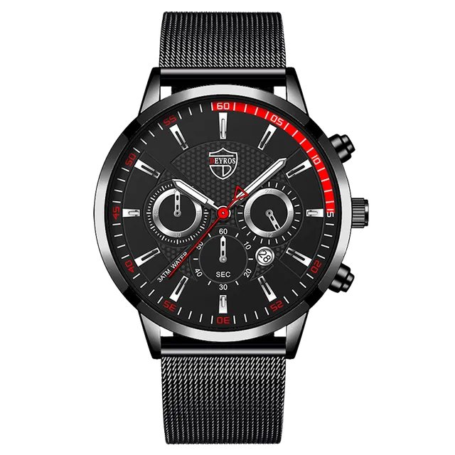 Mesh Black Silver_2022 Men es Luxury Famous Brand Men Stainless Steel Mesh Belt Calendar  Men Busine