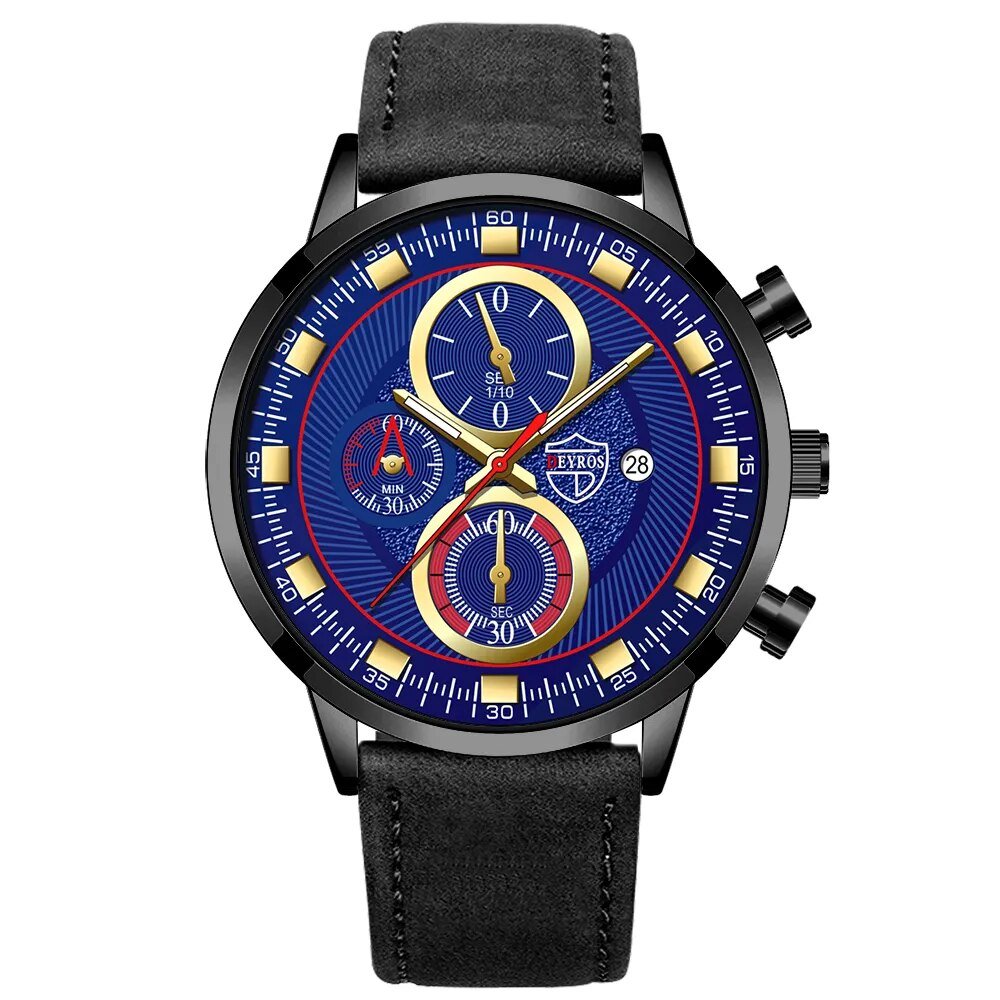 Leather Blue Black_2022 Men's es Luxury Man Sports Stainless Steel Mesh belt Quartz Wrist  for Men B