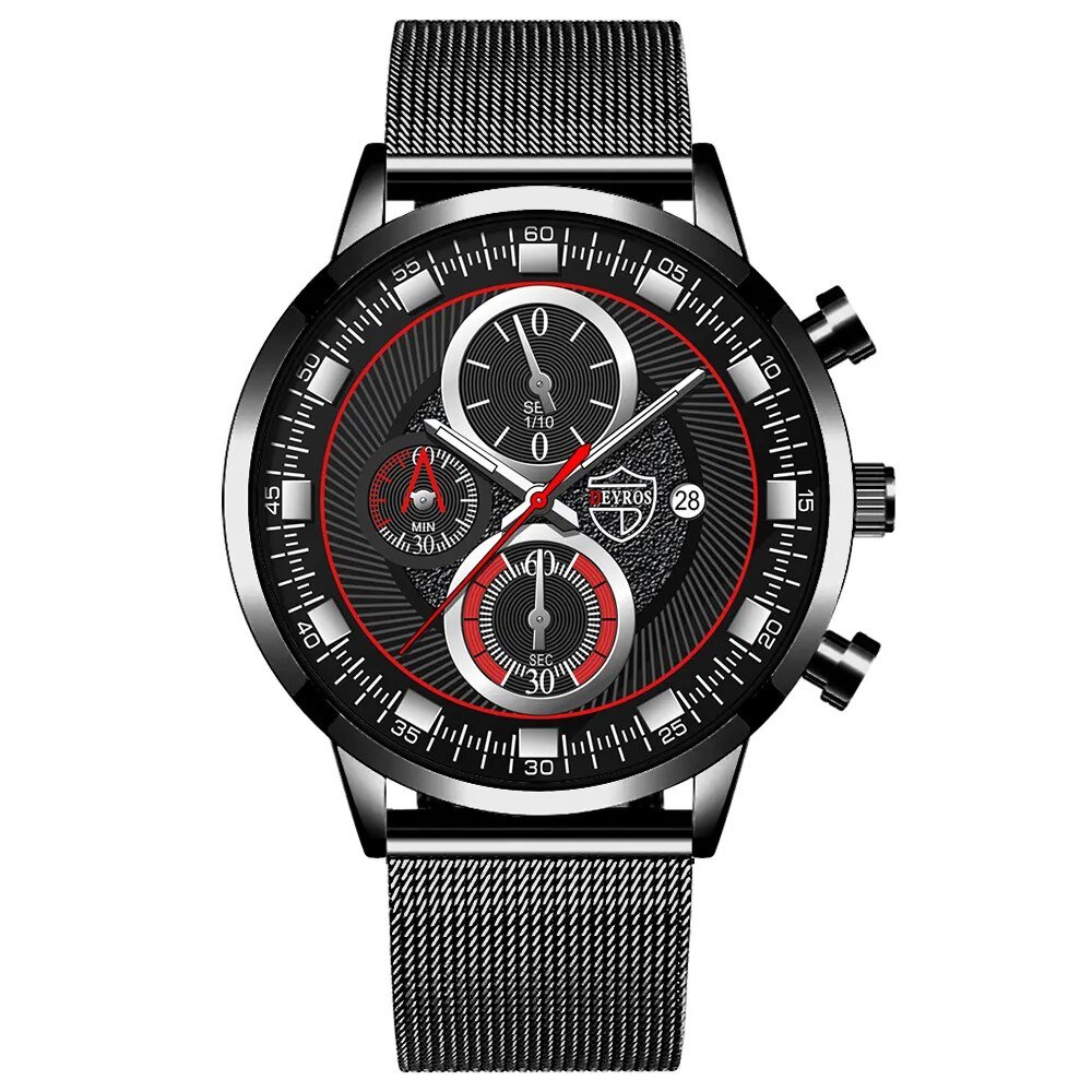 Mesh Black Silver_2022 Men's es Luxury Man Sports Stainless Steel Mesh belt Quartz Wrist  for Men Bu