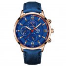 Leather Rose Blue_Luxury men's sports es men business stainless steel quartz es man casual leather