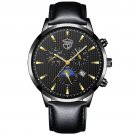 Leather Black Gold_2022 Man es Stainless Steel Analog Luminous Quartz Wrist  Men Business Sports Blu