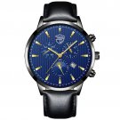 Leather Blue Gold_2022 Man es Stainless Steel Analog Luminous Quartz Wrist  Men Business Sports Blue
