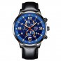 Leather Black Blue_Brand Men's Gold es Men Luxury Stainless Steel Mesh Belt Quartz Wrist Male Busine