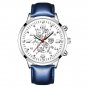 Leather Silver Blue_Brand Men's Gold es Men Luxury Stainless Steel Mesh Belt Quartz Wrist Male Busin