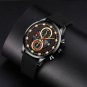 Leather Blue Black_Luxury Mens Sports es Men Business Stainless Steel Quartz Wrist Luminous Clock  M