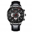 Leather Black Black_Mens Sports es Men Simple Stainless Steel Quartz Wrist  Calendar Luminous Clock 