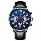 Leather Black Blue_Mens Sports es Men Simple Stainless Steel Quartz Wrist  Calendar Luminous Clock M