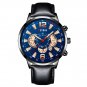 Leather Black Blue_Mens Sports es Men Simple Stainless Steel Quartz Wrist  Calendar Luminous Clock M