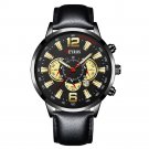 Leather Black Gold_Mens Sports es Men Simple Stainless Steel Quartz Wrist  Calendar Luminous Clock M