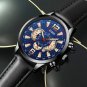 Leather Rose Blue_Mens Sports es Men Simple Stainless Steel Quartz Wrist  Calendar Luminous Clock Ma