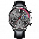 Leather Black Black_Mens es Men Business Stainless Steel Quartz Wrist  Luminous Clock Men Casual Lea