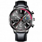 Leather Black Silver_Mens es Men Business Stainless Steel Quartz Wrist  Luminous Clock Men Casual Le