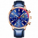 Leather Rose Blue_Mens es Men Business Stainless Steel Quartz Wrist  Luminous Clock Men Casual Leath