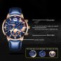 Leather Rose Blue_Mens Business es Luxury Gold Stainless Steel Mesh Belt Quartz Wrist Luminous Cloc
