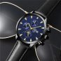 Leather Blue Gold_Mens s Luxury Business Stainless Steel Quartz Wrist Male Leather Calendar Lumino