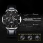 Leather White Blue_Mens s Luxury Business Stainless Steel Quartz Wrist Male Leather Calendar Lumin