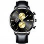 Leather Black Gold_Men Mens Sports es Luxury Male Stainless Steel Analog Luminous Quartz Wrist Men