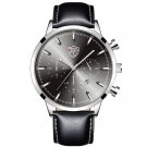 Leather Silver Black_2022 Mens es Luxury Stainless Steel Mesh Belt Quartz Wrist  Luminous Clock Men 