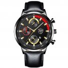 Leather Black Red_2022 Men's es Luxury Blue Leather Quartz  for Men Brand Business Calendar Sports C