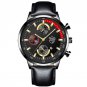 Leather Black Red_2022 Luxury Mens Leather es Men Bracelet Quartz Wrist  Male Business Calendar Lumi