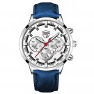 Leather Silver Blue_Mens es Luxury Men Sports Gold Stainless Steel Quartz Wrist  Man Business Casual