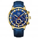 Leather Rose Blue_Mens es Luxury Men Sports Gold Stainless Steel Quartz Wrist  Man Business Casual L