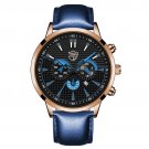 Leather Rose Blue_2022 Luxury Mens Business Leather Quartz Wrist  Men Sports Simple es Calendar Date