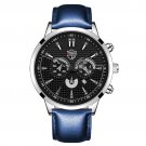 Leather Silver Blue_2022 Luxury Mens Business Leather Quartz Wrist  Men Sports Simple es Calendar Da