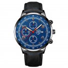 Leather Black Blue_Mens Sports es Luxury Men Business Stainless Steel Mesh Belt Quartz Clock Man Cas