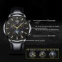 Leather Silver White_2022 Luxury Men's Leather es Business Stainless Steel Quartz Wrist  for Man Lei