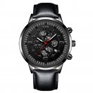 Leather Black Black_Mens Stylish Simplicity es Stainless Steel Leather Quartz Wrist  Man Business  C