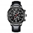 Leather Black Silver_Mens Stylish Simplicity es Stainless Steel Leather Quartz Wrist  Man Business  