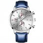 Leather Silver White_Luxury Mens es for Men Stainless Steel Quartz Wrist  Calendar Luminous Clock Ma