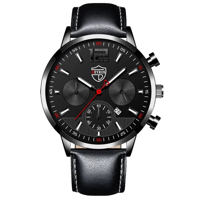 Leather Black Black_2022Mens es Men Business Stainless Steel Quartz Wrist  Calendar Luminous Man Cas